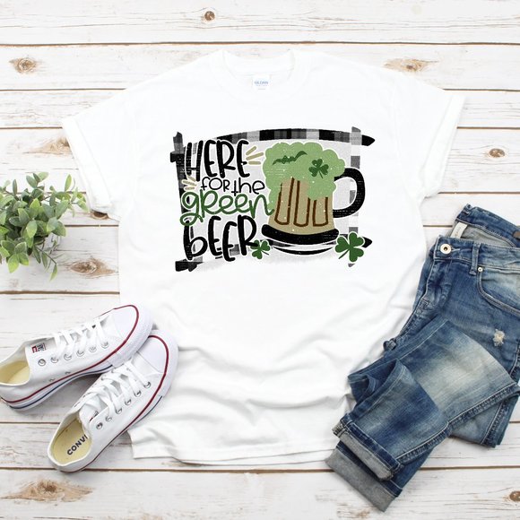 St. Patricks Day ~ Here For The Green Beer Tee - Picture 1 of 2